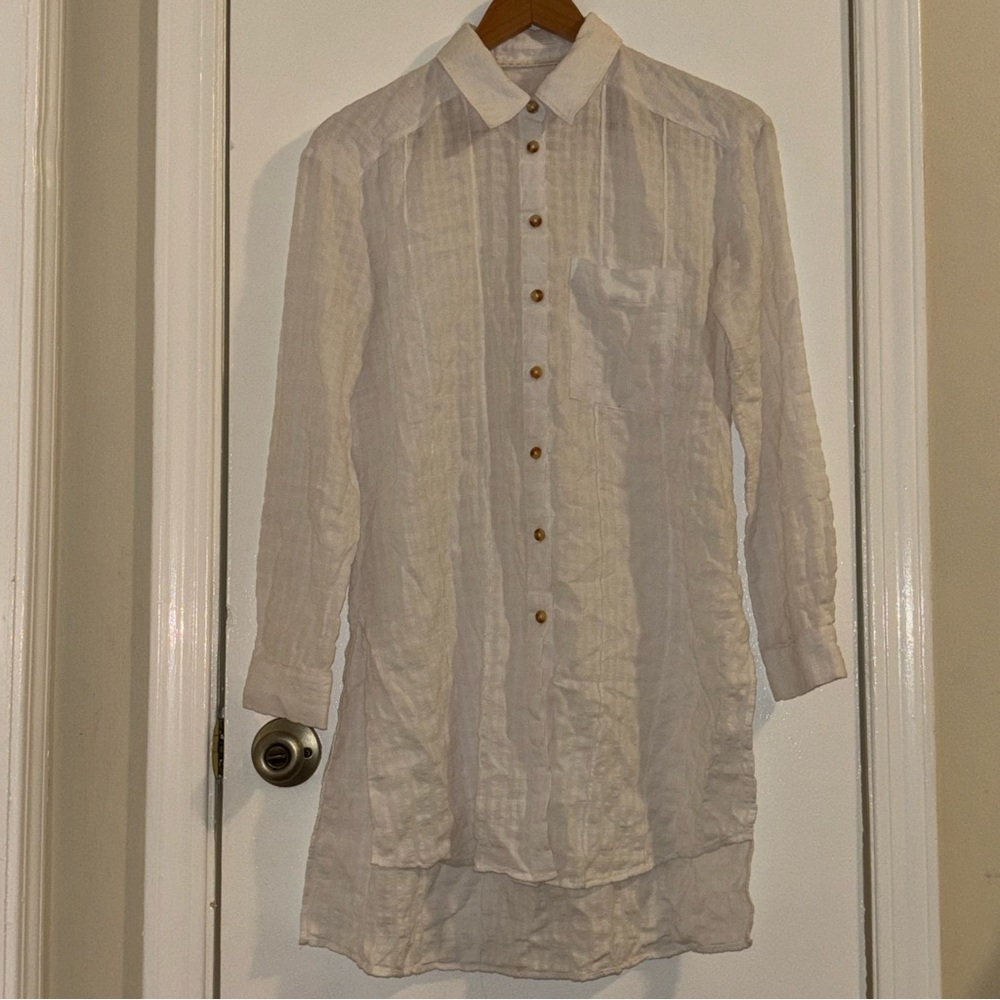 Anthropologie Cream Textured Shirt
